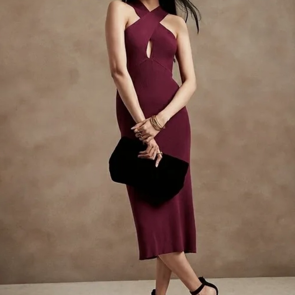 Banana Republic Cross Front Halter Sweater Dress